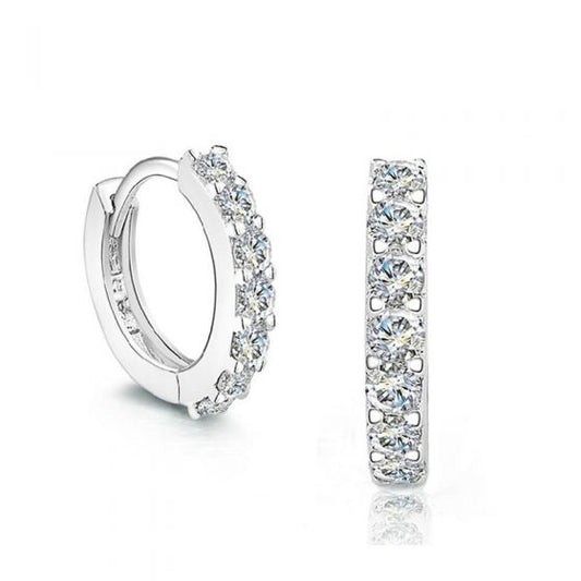 Round CZ 925 Sterling Silver Hoop Earrings