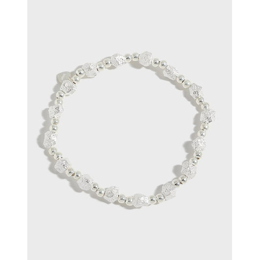 Textured Silver Threaded Bead Bracelet