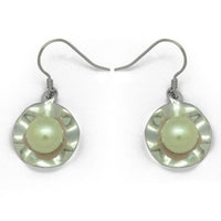 Natural Leaf Sterling Silver Pearl Drop Earrings