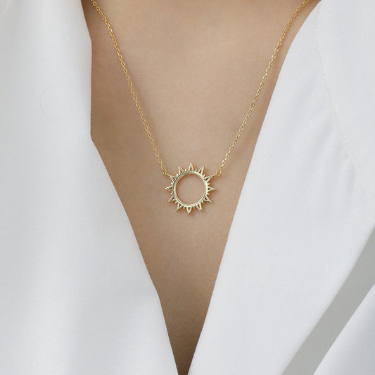 Gold Plated Sun Pendant Necklace