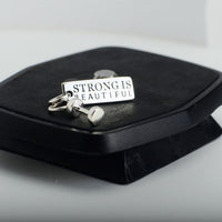 Dumbbell Barbell 925 Sterling Silver Necklace