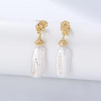Sterling Silver Large Flower Baroque Pearl Earrings
