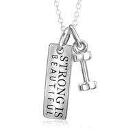 Dumbbell Barbell 925 Sterling Silver Necklace