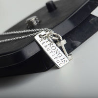 Dumbbell Barbell 925 Sterling Silver Necklace