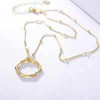 Gold Hollow Hexagon Pendant Necklace