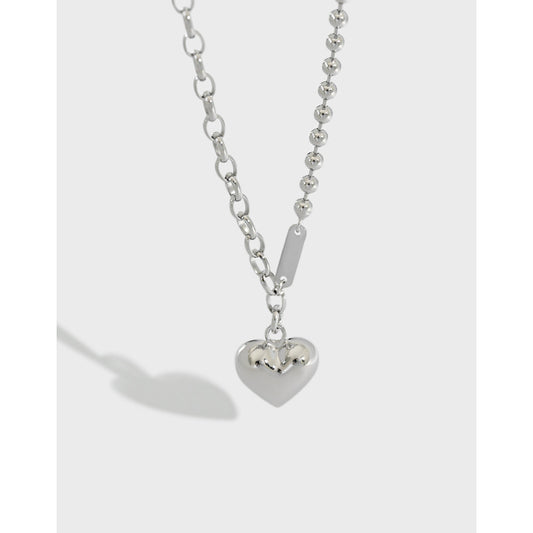 Sterling Silver Heart Ball Chain Necklace