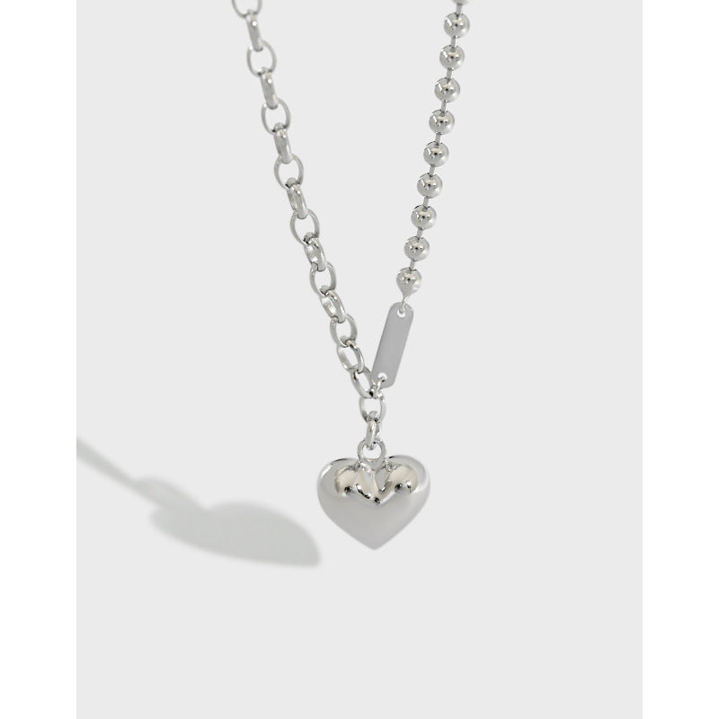 Sterling Silver Heart Ball Chain Necklace