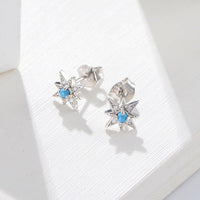 Sterling Silver Opal Hexagram Earrings