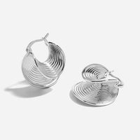 Irregular Thread Shell Hoop Earrings, 925 Sterling Silver
