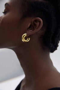 Electroformed C-Shape Tube Hoop Earrings in 999 Sterling Silver