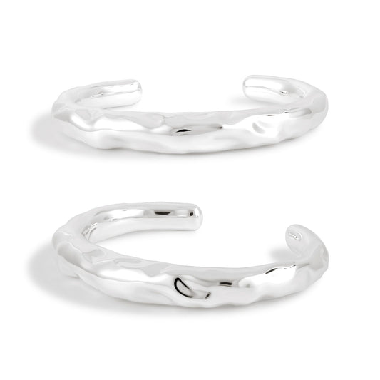 Irregular Surface 999 Silver Open Cuff Bracelet