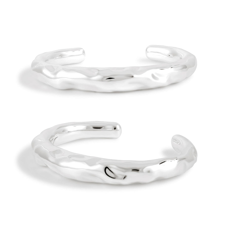 Irregular Surface 999 Silver Open Cuff Bracelet