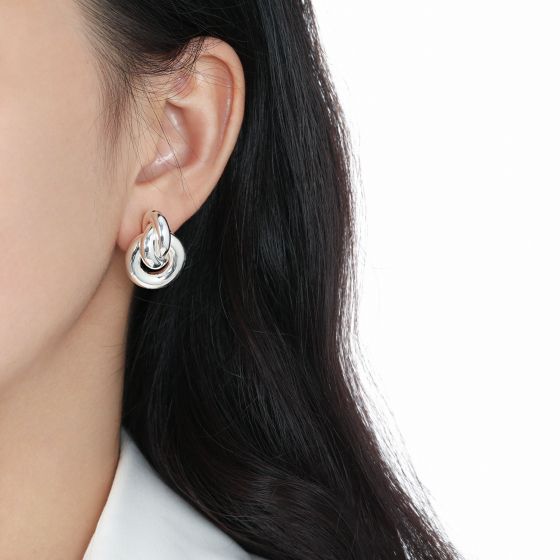 Three Circles Knot Cross Stud Earrings in 925 Sterling Silver