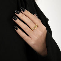 Hollow 8-Shaped Crystal Sterling Silver Ring