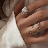 Baroque Pearl Tree Branch Adjustable Ring 925 Sterling Silver