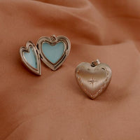 Heart Locket Pendant with Crystal Star, 925 Sterling Silver
