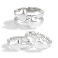 Elegant Heart Double Layer Sterling Silver Stacking Ring