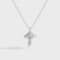 Double Layer Irregular Border Mushroom Necklace, 925 Sterling Silver
