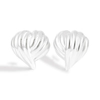 Office Lines Cross Heart Sterling Silver Stud Earrings