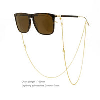 Lightning Eyeglass Chain, 925 Sterling Silver, 18K Yellow Gold Plated