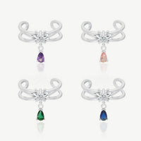 Double Layer Waterdrop Crystal Adjustable Sterling Silver Ring