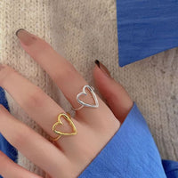 Irregular Hollow Heart Adjustable Ring in 925 Sterling Silver