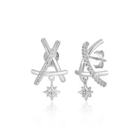 Crystal Sun Drop Irregular Triangle 925 Sterling Silver Earrings