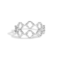Hollow Four-Leaf Clover Adjustable 925 Sterling Silver Ring