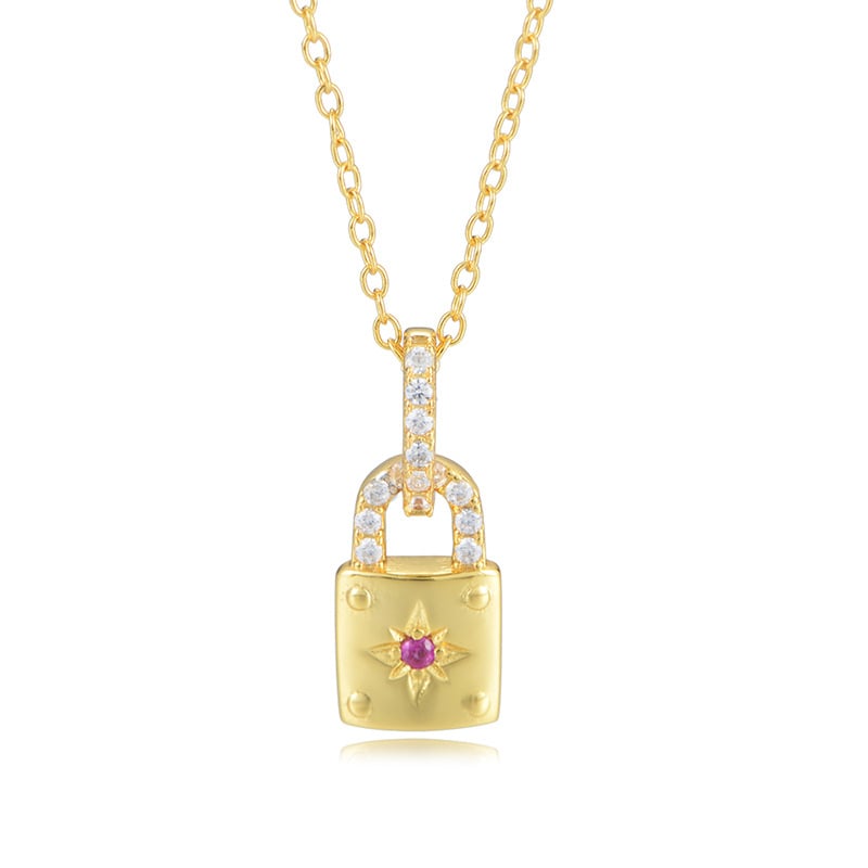 Personalized Sterling Silver Lock Necklace