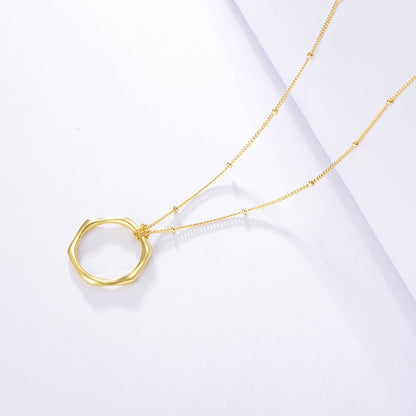 Gold Hollow Hexagon Pendant Necklace