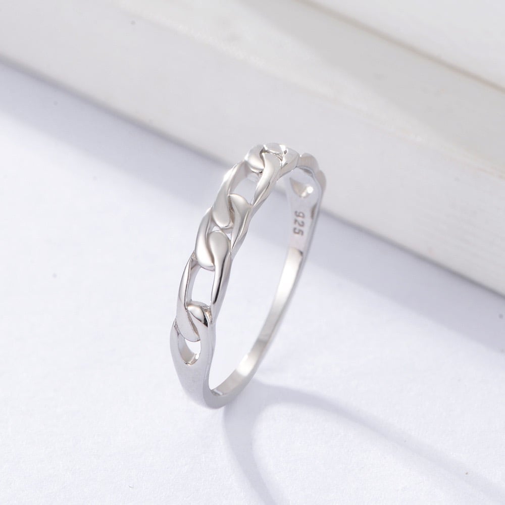 Sterling Silver Eternity Link Chain Ring