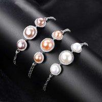 Three Cultured Pearl Bracelet, 18K Gold-Plated 925 Sterling Silver