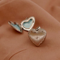 Heart Locket Pendant with Crystal Star, 925 Sterling Silver