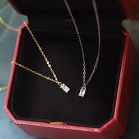Baguette Crystal Sterling Silver Curb Chain Necklace