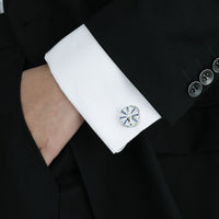 Classic Micro Setting Crystal Sterling Silver Cufflinks