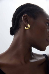 Electroformed C-Shape Tube Hoop Earrings in 999 Sterling Silver