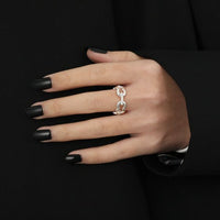Hollow 8-Shaped Crystal Sterling Silver Ring