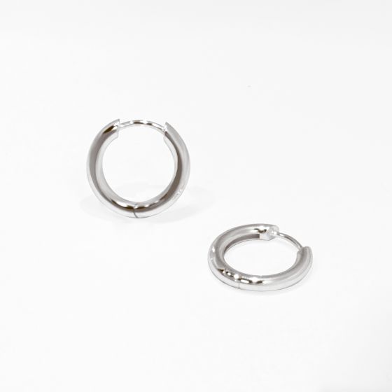 17.5mm Plain Hoop Earrings, 925 Sterling Silver