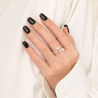 Natural Pearl Fork and Knife Crystal Sterling Silver Adjustable Ring