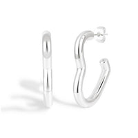 Red Crystal Heart Sterling Silver Hoop Earrings