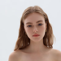 Honey Moon Hollow Heart 999 Sterling Silver Stud Earrings