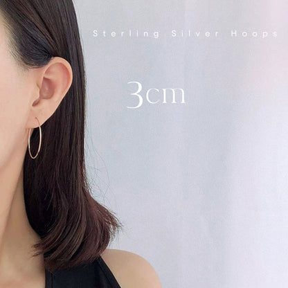 Gold Plated Sterling Silver Thin Hoop Earrings