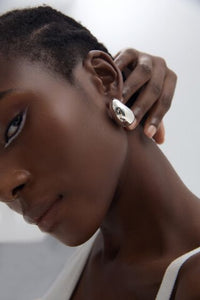 Crescent Moon Chunky Statement Earrings