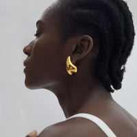 Large Drop Water Sterling Silver Electroforming Stud Earrings