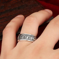 Vintage Sanskrit Thai 925 Sterling Silver Ring