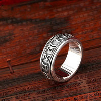 Vintage Sanskrit Thai 925 Sterling Silver Ring