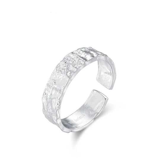 Sterling Silver Scrub Texture Open Ring