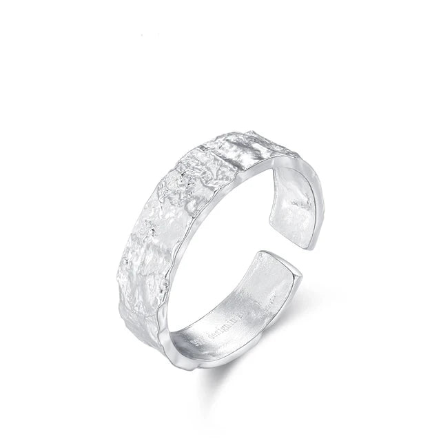 Sterling Silver Scrub Texture Open Ring