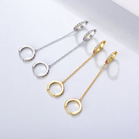 Double Piercing Dangle Chain Hoop Earrings