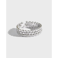 Three Crystal Hive Adjustable Stacker Ring, 925 Sterling Silver